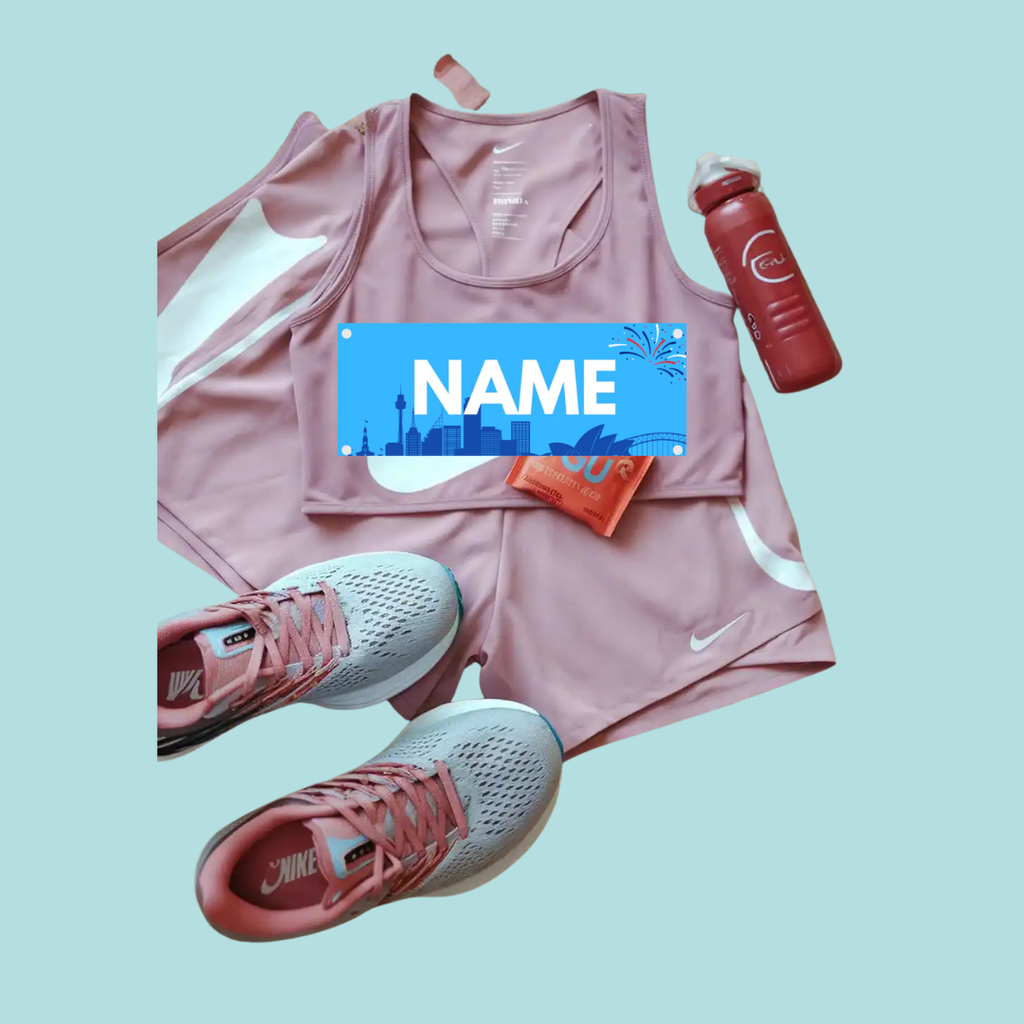 Sydney Marathon Name Bib KIt- Blue Red White Flag