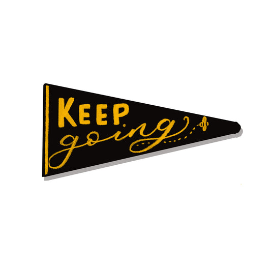 Keep going sticker, black and yellow motivational banner sticker, keep running sticker