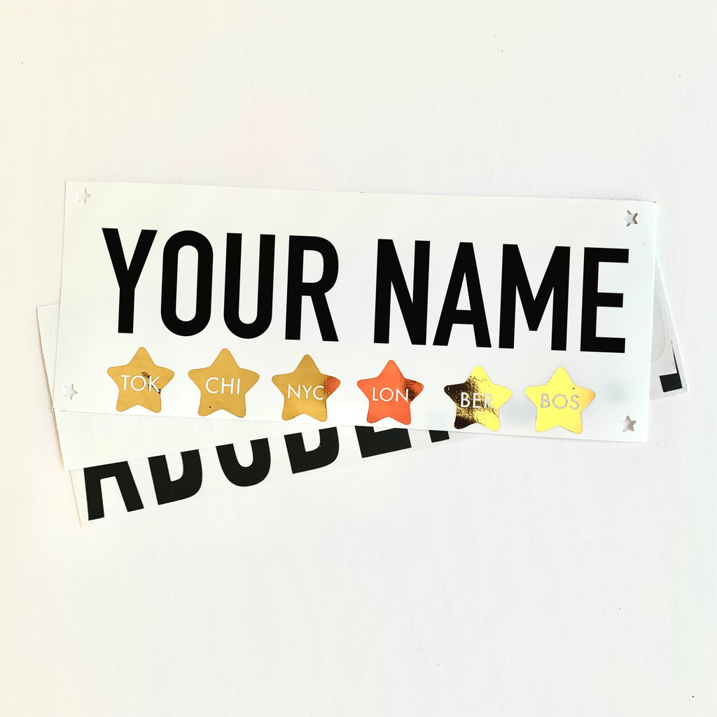 6 Star World Marathon Name Bib Kit- Gold Foil
