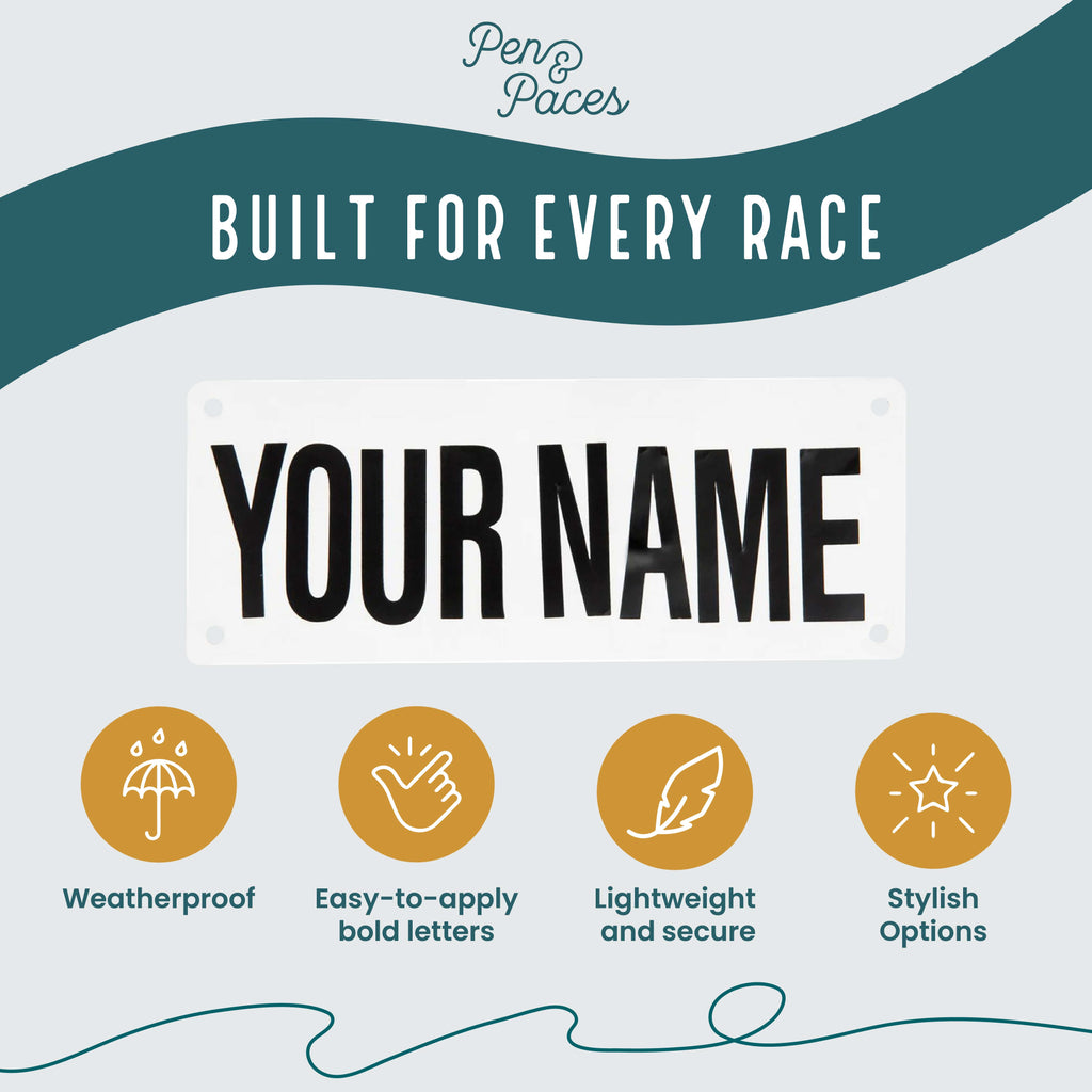 Name Bib Kit- Black Letters/ White Bib