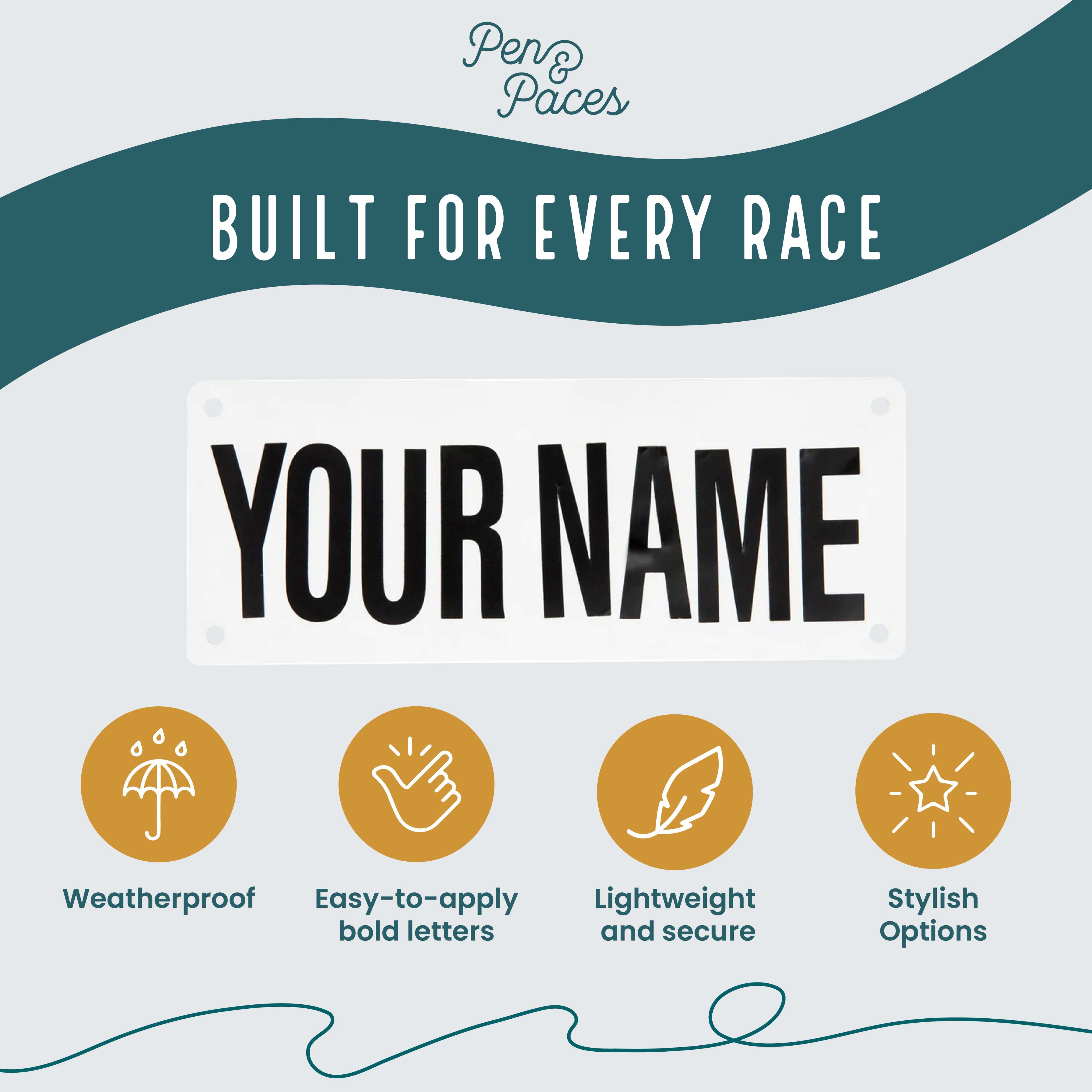 Name Bib Kit- Black Letters/ White Bib