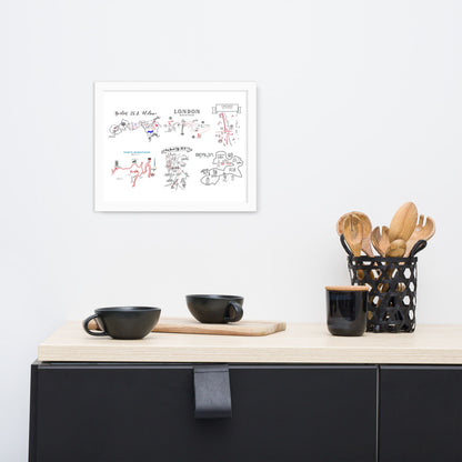 World marathon major map poster- framed