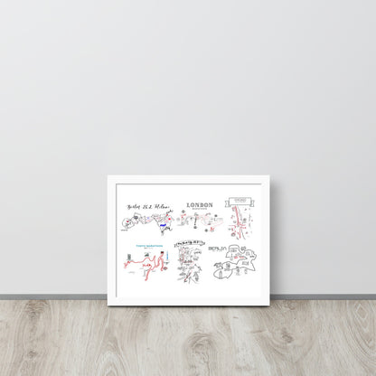 World marathon major map poster- framed