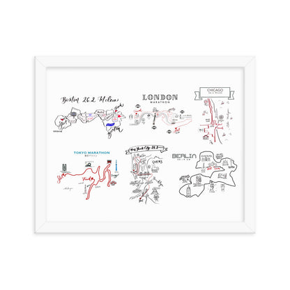 World marathon major map poster- framed