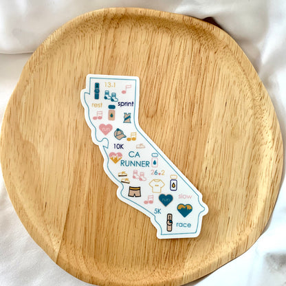 California runner sticker , San Francisco Runner, California marathon runner sticker, California track and field sticker, 50 state runner sticker