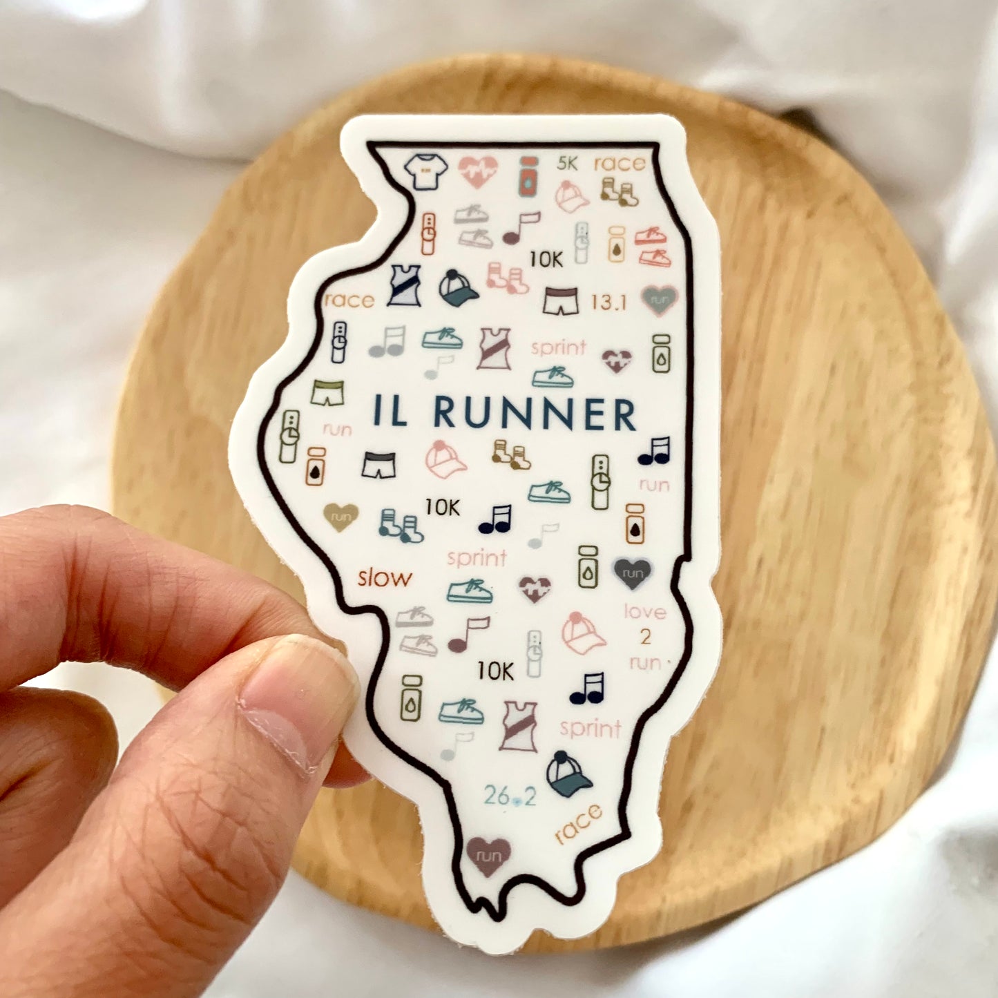 Illinois runner sticker, Chicago Runner, IL runner sticker, Illinois track and field sticker, 50 state runner sticker