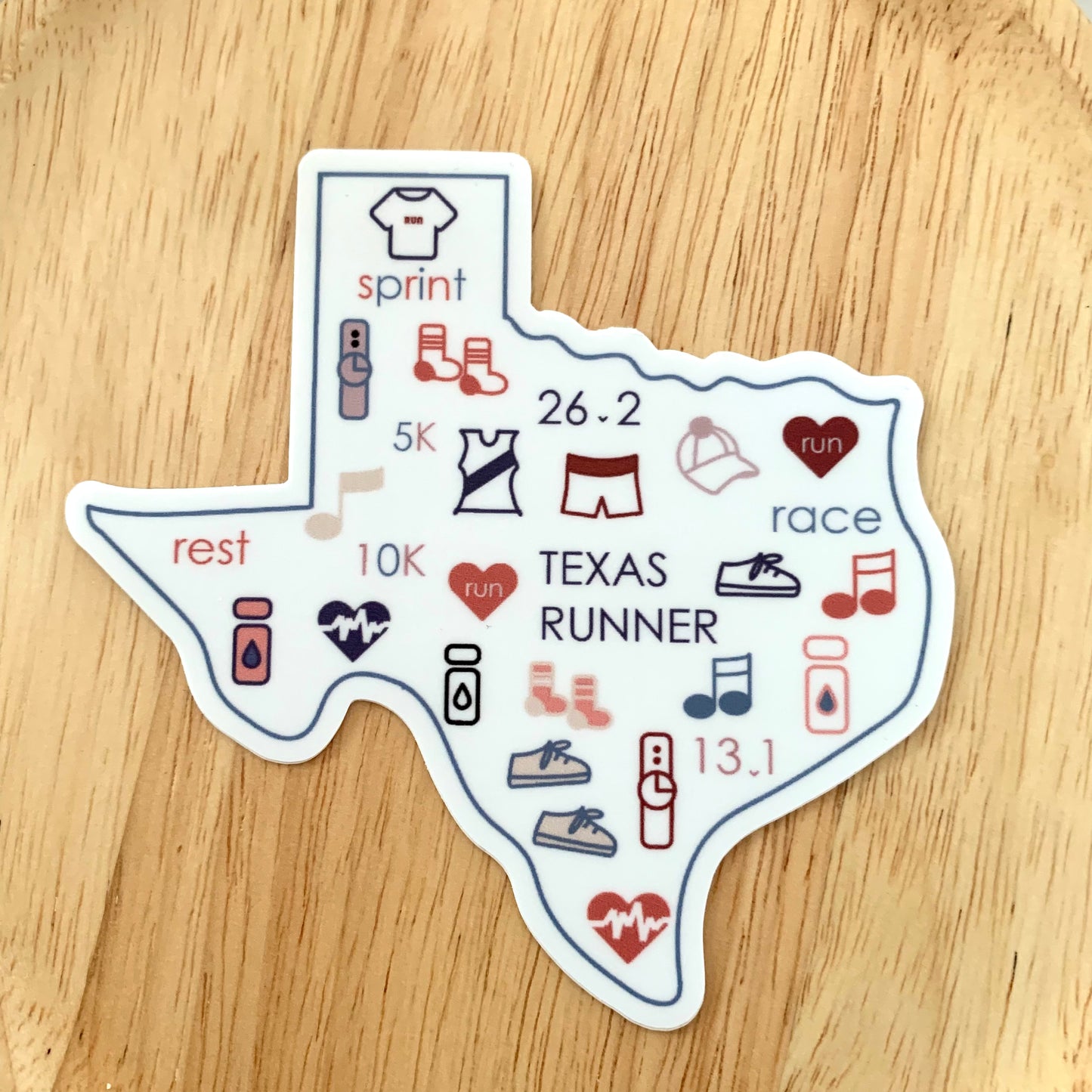 Texas runner sticker , Austin Runner, Texas runner sticker, Texas track and field sticker, 50 state runner sticker