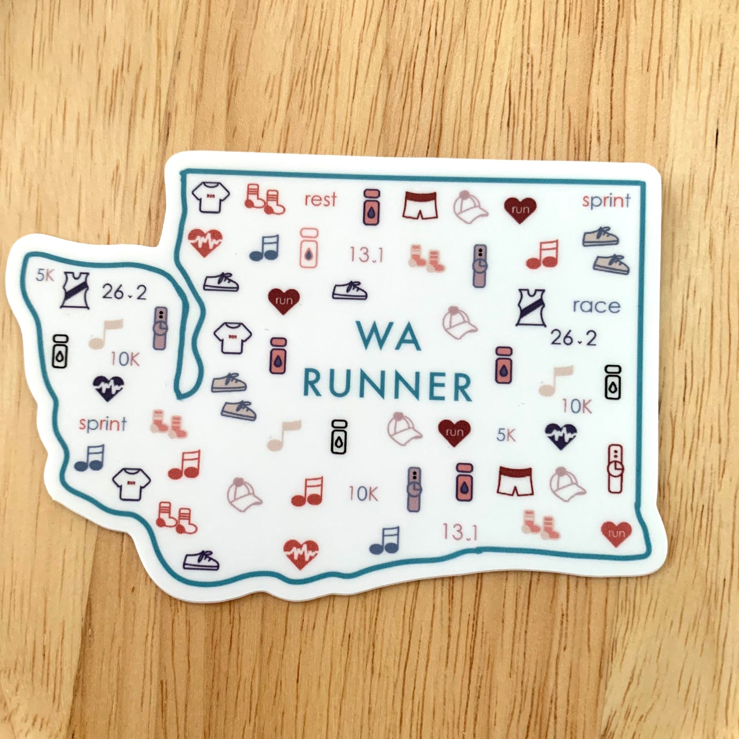 Washington runner, Run sticker, Seattle marathon, water bottle sticker, track and field, running sticker, runner sticker, Washington state