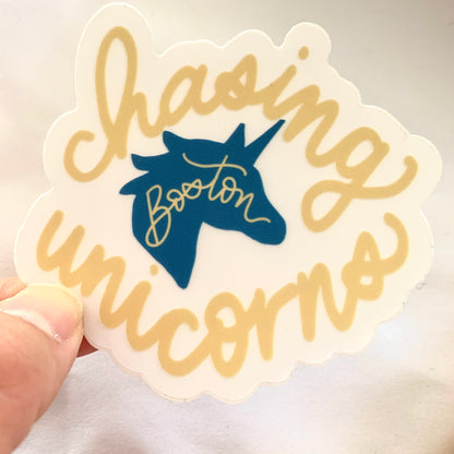Chasing Boston sticker, Chasing Boston Unicorn sticker