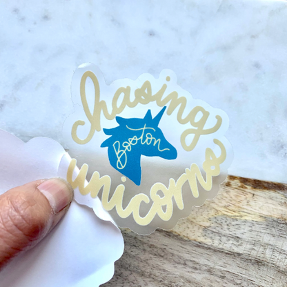 Chasing Boston sticker, Chasing Boston Unicorn sticker
