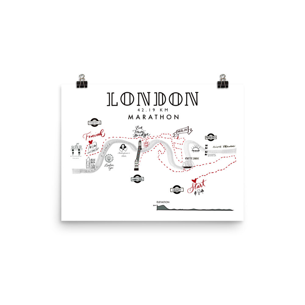 London - Marathon Map Print