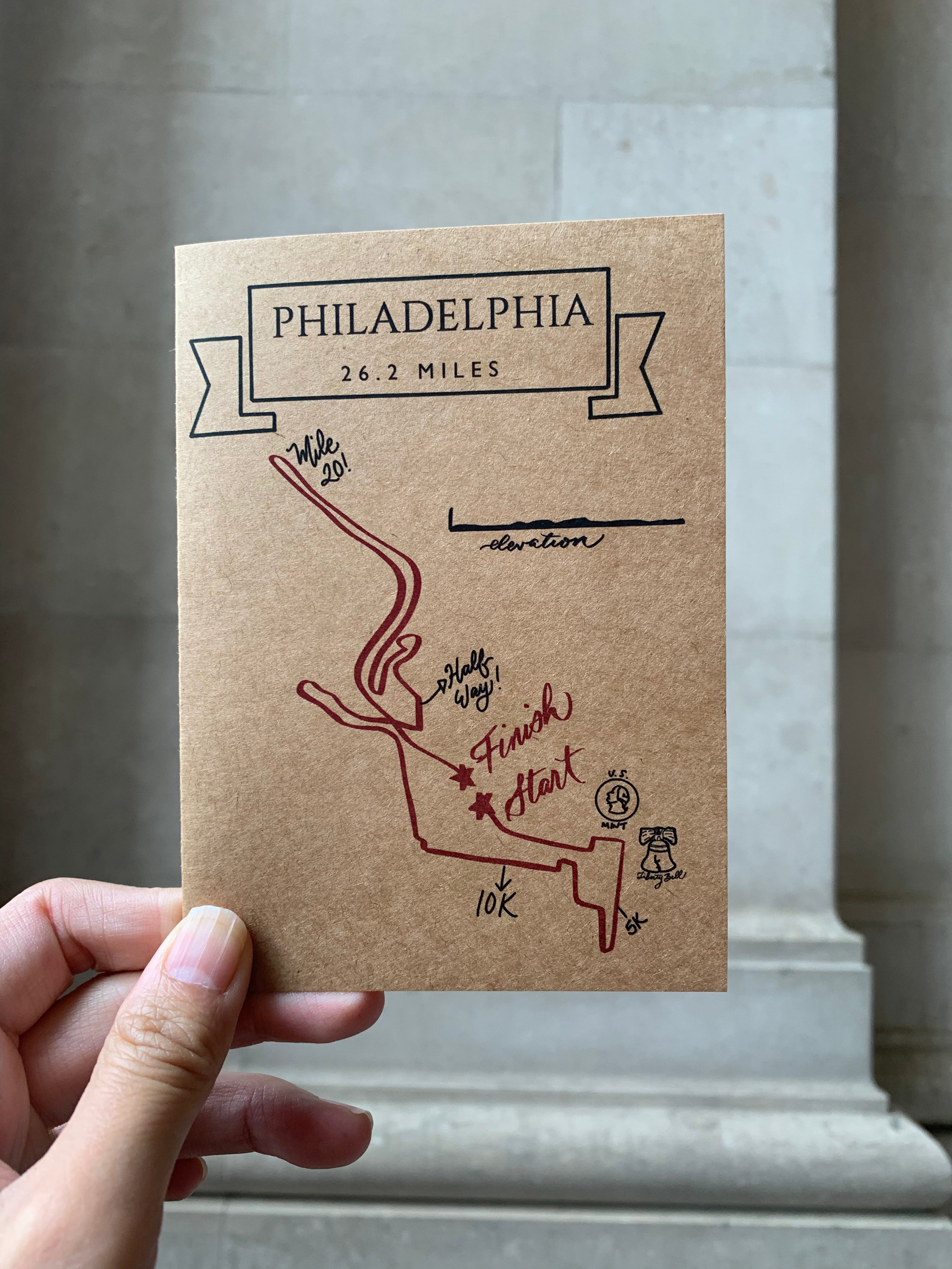 Philadelphia 26.2 Greeting Card – Pen and Paces