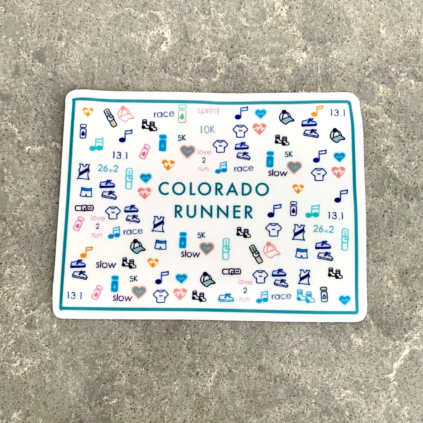 Colorado runner sticker, CO Runner, Colorado marathon runner sticker, Colorado track and field sticker, 50 state runner sticker