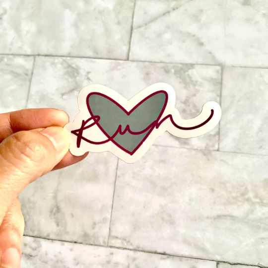 Running heart outline sticker