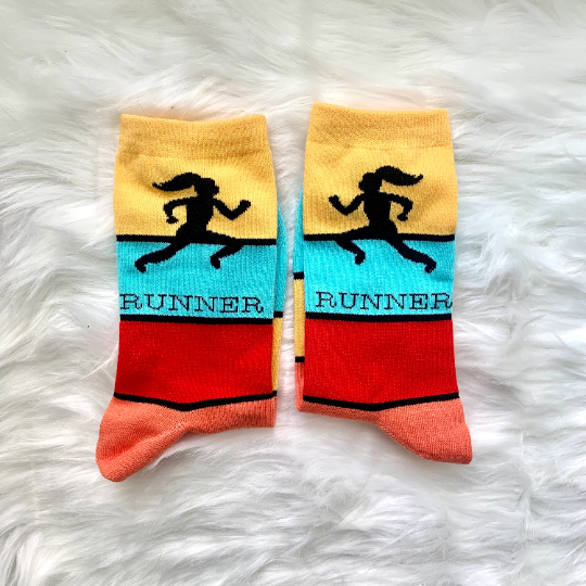 Retro Runner socks,  Socks for runner, running socks, runner socks, unique runner socks, fun socks, fun running socks